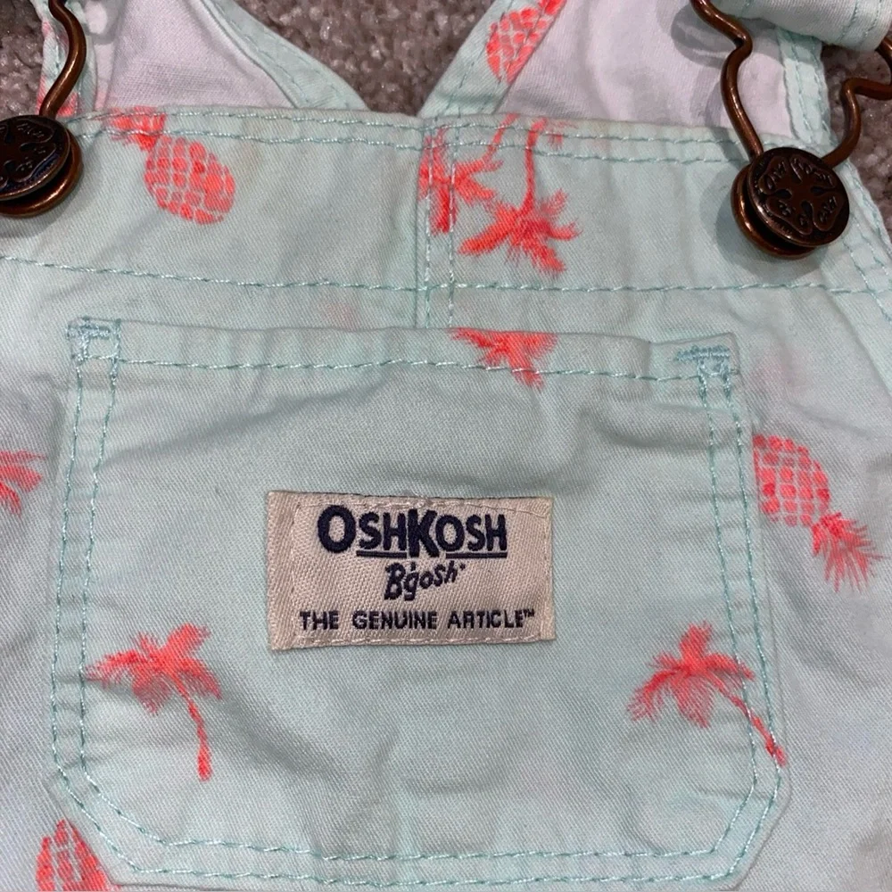 Oshkosh B’Gosh Shortalls Size‎ 12 Months Pineapples Palm Trees Cool Mint Summer